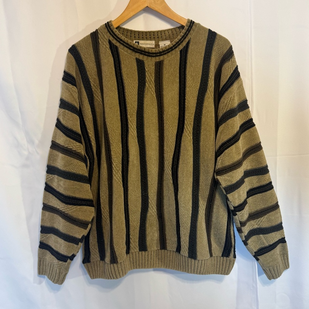 VTG 90s Bachrach Coogi Style 3D Textured Knit Sweater Medium Made in USA Cosby